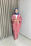 Cemre Kimono Pantolonlu Takım   Pembe