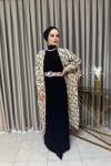 Modern Desen Abaya Elbise  Vizon